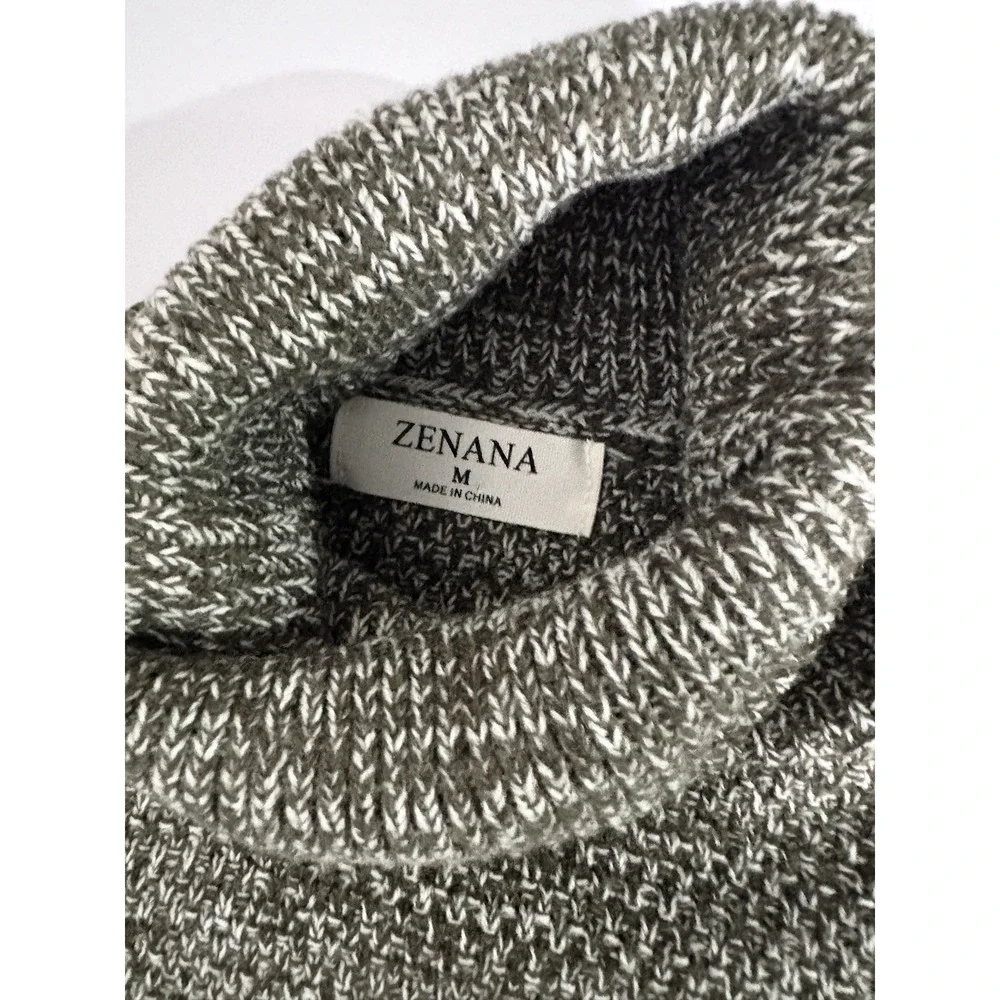 Zenana green turtleneck bubble sleeve sweater medium Academia Indie